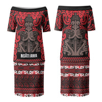Aotearoa Iwi Ngati Awa Couples Matching Puletasi and Long Sleeve Button Shirt Maori Wharenui House Tribal Pattern LT9 - Polynesian Pride