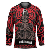 Aotearoa Iwi Ngati Awa Hockey Jersey Maori Wharenui House Tribal Pattern LT9 Unisex Red - Polynesian Pride
