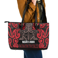 Aotearoa Iwi Ngati Awa Leather Tote Bag Maori Wharenui House Tribal Pattern LT9 - Polynesian Pride
