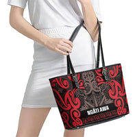 Aotearoa Iwi Ngati Awa Leather Tote Bag Maori Wharenui House Tribal Pattern LT9 - Polynesian Pride