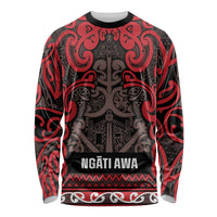 Aotearoa Iwi Ngati Awa Long Sleeve Shirt Maori Wharenui House Tribal Pattern LT9 Unisex Red - Polynesian Pride