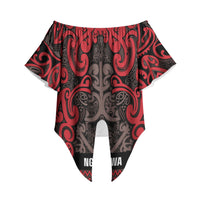 Aotearoa Iwi Ngati Awa Off Shoulder Wrap Waist Top Maori Wharenui House Tribal Pattern LT9 - Polynesian Pride