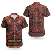 Aotearoa Iwi Rongowhakaata Couples Matching Short Sleeve Bodycon Dress and Hawaiian Shirt Maori Wharenui House Tribal Pattern LT9 - Polynesian Pride
