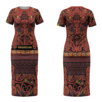 Aotearoa Iwi Rongowhakaata Couples Matching Short Sleeve Bodycon Dress and Hawaiian Shirt Maori Wharenui House Tribal Pattern LT9 - Polynesian Pride