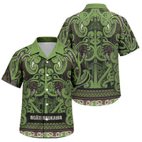 Aotearoa Iwi Ngati Raukawa Family Matching Summer Maxi Dress and Hawaiian Shirt Maori Wharenui House Tribal Pattern LT9 Son's Shirt Olive green - Polynesian Pride