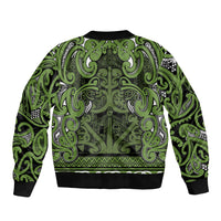 Aotearoa Iwi Ngāti Tama ki Taranaki Trust Sleeve Zip Bomber Jacket Maori Wharenui House Tribal Pattern LT9 - Polynesian Pride