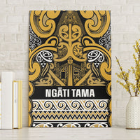 Aotearoa Iwi Ngāti Tama ki Te Waipounamu Trust Canvas Wall Art Maori Wharenui House Tribal Pattern LT9 Without Frame Gold - Polynesian Pride