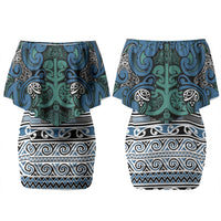 Aotearoa Iwi Ngati Mutunga Couples Matching Off Shoulder Short Dress and Long Sleeve Button Shirt Maori Wharenui House Tribal Pattern LT9 - Polynesian Pride