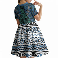 Aotearoa Iwi Ngati Mutunga Kid Short Sleeve Dress Maori Wharenui House Tribal Pattern LT9 - Polynesian Pride