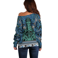 Aotearoa Iwi Ngati Mutunga Off Shoulder Sweater Maori Wharenui House Tribal Pattern LT9 - Polynesian Pride