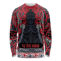 Aotearoa Iwi Te ati Awa Long Sleeve Shirt Maori Wharenui House Tribal Pattern LT9 Unisex Bright Red - Polynesian Pride