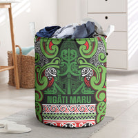Aotearoa Iwi Ngati Maru Hauraki Laundry Basket Maori Wharenui House Tribal Pattern LT9 Green Red - Polynesian Pride