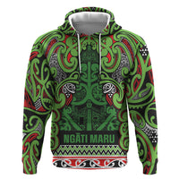 Aotearoa Iwi Ngati Maru Hauraki Hoodie Maori Wharenui House Tribal Pattern LT9 Pullover Hoodie Green Red - Polynesian Pride