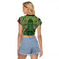 Aotearoa Iwi Ngati Maru Hauraki Raglan Cropped T Shirt Maori Wharenui House Tribal Pattern LT9 - Polynesian Pride