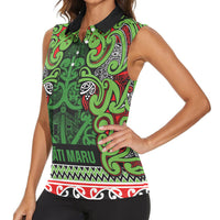 Aotearoa Iwi Ngati Maru Hauraki Women Sleeveless Polo Shirt Maori Wharenui House Tribal Pattern LT9 - Polynesian Pride