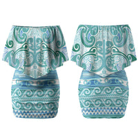 Aotearoa Iwi Ngati Paoa Couples Matching Off Shoulder Short Dress and Hawaiian Shirt Maori Wharenui House Tribal Pattern LT9 - Polynesian Pride