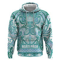 Aotearoa Iwi Ngati Paoa Hoodie Maori Wharenui House Tribal Pattern LT9 Pullover Hoodie Turquoise - Polynesian Pride