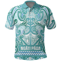 Aotearoa Iwi Ngati Paoa Polo Shirt Maori Wharenui House Tribal Pattern LT9 Turquoise - Polynesian Pride