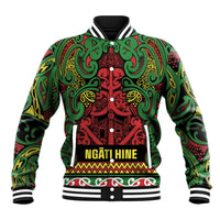 Aotearoa Iwi Ngati Hine Baseball Jacket Maori Wharenui House Tribal Pattern LT9 Unisex Deep Green - Polynesian Pride