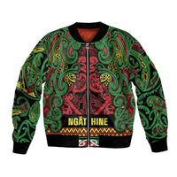 Aotearoa Iwi Ngati Hine Bomber Jacket Maori Wharenui House Tribal Pattern LT9 Unisex Deep Green - Polynesian Pride