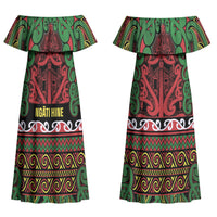 Aotearoa Iwi Ngati Hine Couples Matching Off Shoulder Maxi Dress and Long Sleeve Button Shirt Maori Wharenui House Tribal Pattern LT9 - Polynesian Pride