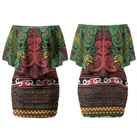 Aotearoa Iwi Ngati Hine Couples Matching Off Shoulder Short Dress and Hawaiian Shirt Maori Wharenui House Tribal Pattern LT9 - Polynesian Pride