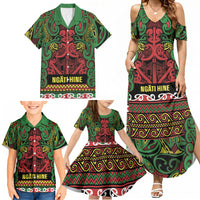 Aotearoa Iwi Ngati Hine Family Matching Summer Maxi Dress and Hawaiian Shirt Maori Wharenui House Tribal Pattern LT9 - Polynesian Pride