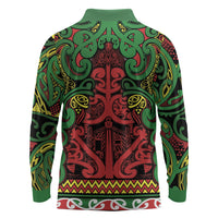 Aotearoa Iwi Ngati Hine Long Sleeve Polo Shirt Maori Wharenui House Tribal Pattern LT9 - Polynesian Pride
