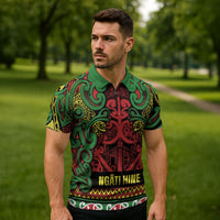 Aotearoa Iwi Ngati Hine Zipper Polo Shirt Maori Wharenui House Tribal Pattern LT9 - Polynesian Pride