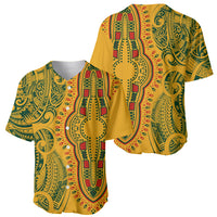 Africa Dashiki Baseball Jersey African Tribal Art Mixed Polynesian Tattoo Gold Color Unique LT9 - Polynesian Pride