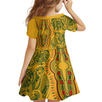 Africa Dashiki Family Matching Off Shoulder Long Sleeve Dress and Hawaiian Shirt African Tribal Art Mixed Polynesian Tattoo Gold Color Unique LT9 - Polynesian Pride