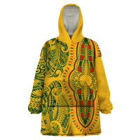 Africa Dashiki Wearable Blanket Hoodie African Tribal Art Mixed Polynesian Tattoo Gold Color Unique LT9 One Size Gold - Polynesian Pride