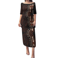 Africa Dashiki Family Matching Puletasi Dress and Hawaiian Shirt African Tribal Art Mixed Polynesian Tattoo Red Color Unique LT9 Mom's Dress Red - Polynesian Pride