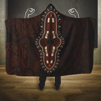Africa Dashiki Hooded Blanket African Tribal Art Mixed Polynesian Tattoo Red Color Unique LT9 One Size Red - Polynesian Pride