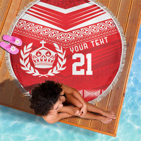 Custom Mate Ma'a Tonga Heritage Beach Blanket Pacific Tribal Rugby Red Edition - Polynesian Pride