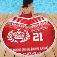 Custom Mate Ma'a Tonga Heritage Beach Blanket Pacific Tribal Rugby Red Edition - Polynesian Pride