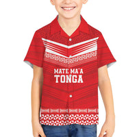 Custom Mate Ma'a Tonga Heritage Family Matching Summer Maxi Dress and Hawaiian Shirt Pacific Tribal Rugby Red Edition - Polynesian Pride