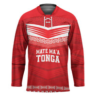 Custom Mate Ma'a Tonga Heritage Hockey Jersey Pacific Tribal Rugby Red Edition - Polynesian Pride