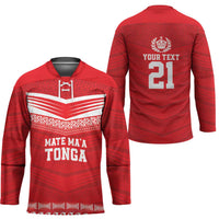 Custom Mate Ma'a Tonga Heritage Hockey Jersey Pacific Tribal Rugby Red Edition - Polynesian Pride