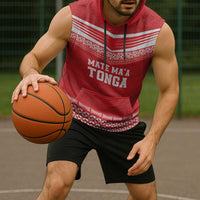Custom Mate Ma'a Tonga Heritage Sleeveless Hoodie Pacific Tribal Rugby Red Edition - Polynesian Pride