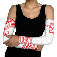 Custom Mate Ma'a Tonga Heritage Arm Sleeves Pacific Tribal Rugby White Edition - Polynesian Pride