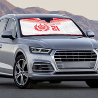 Custom Mate Ma'a Tonga Heritage Auto Sun Shade Pacific Tribal Rugby White Edition LT9 - Polynesian Pride