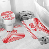 Custom Mate Ma'a Tonga Heritage Bathroom Set Pacific Tribal Rugby White Edition LT9 Mat Set Only (3 pcs) One Size White - Polynesian Pride