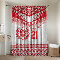 Custom Mate Ma'a Tonga Heritage Bathroom Set Pacific Tribal Rugby White Edition LT9 Shower Curtain Only White - Polynesian Pride