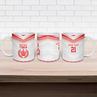 Custom Mate Ma'a Tonga Heritage Ceramic Mug Pacific Tribal Rugby White Edition LT9 - Polynesian Pride