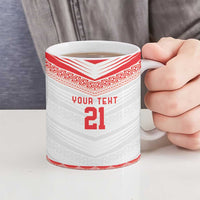 Custom Mate Ma'a Tonga Heritage Ceramic Mug Pacific Tribal Rugby White Edition LT9 - Polynesian Pride