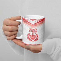 Custom Mate Ma'a Tonga Heritage Ceramic Mug Pacific Tribal Rugby White Edition LT9 - Polynesian Pride