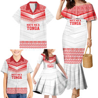 Custom Mate Ma'a Tonga Heritage Family Matching Mermaid Dress and Hawaiian Shirt Pacific Tribal Rugby White Edition - Polynesian Pride