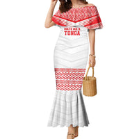 Custom Mate Ma'a Tonga Heritage Family Matching Mermaid Dress and Hawaiian Shirt Pacific Tribal Rugby White Edition - Polynesian Pride