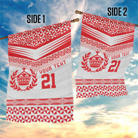 Custom Mate Ma'a Tonga Heritage Garden Flag Pacific Tribal Rugby White Edition - Polynesian Pride
